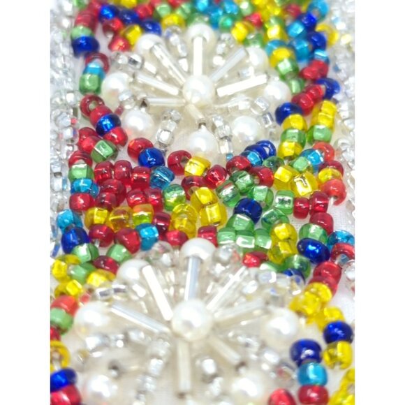 Vintage Multicolor Beaded Lace Trim 1.5" X 6Ft Design Sewing craft - Picture 9 of 9